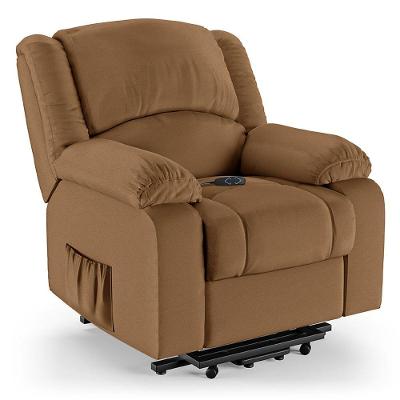 Poltrona Do Papai Reclinável Melim Elevação Lift Elétrico Sintético Pu Fh1 - D'rossi Cor Caramelo