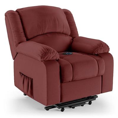 Poltrona Do Papai Reclinável Melim Elevação Lift Elétrico Sintético Pu Fh1 - D'rossi Cor Vermelho