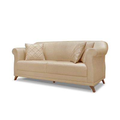 Sofá 2 Lugares Pé De Madeira Julieta 160 Cm Linho S04 - D'rossi Cor Perola