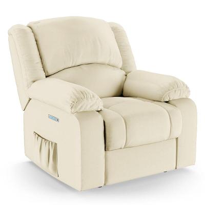 Poltrona Do Papai Reclinável Melim Elétrica Led Pu Bege Fh1 - D'rossi