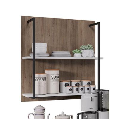 Prateleira Industrial Dupla Cozinha Suspenso Painel Eri 70,5cm Freijó-branco M12 - D'rossi