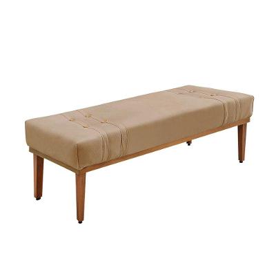 Divã Recamier Banco Base Madeira Para Quarto Gênova 140cm Suede S04 - D'rossi Cor Bege