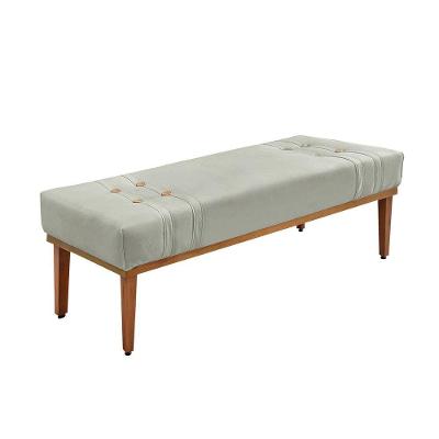 Divã Recamier Banco Base Madeira Para Quarto Gênova 90cm Veludo S04 - D'rossi Cor Prata
