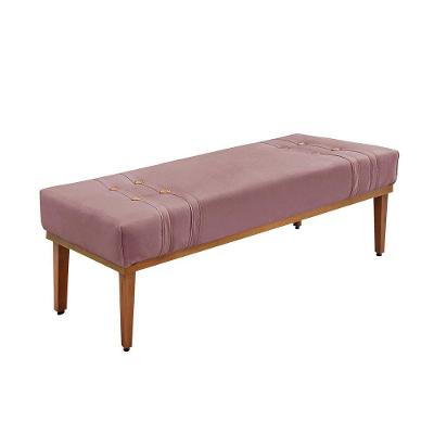 Divã Recamier Banco Base Madeira Para Quarto Gênova 160cm Veludo S04 - D'rossi Cor Lilás