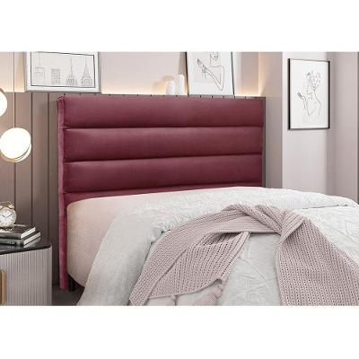 Cabeceira Cama Box Queen 160 Cm Arles Veludo S04 - D'rossi Cor Vinho