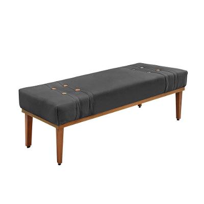 Divã Recamier Banco Base Madeira Para Quarto Gênova 140cm Suede S04 - D'rossi Cor Cinza