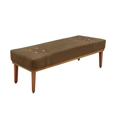 Divã Recamier Banco Base Madeira Para Quarto Gênova 140cm Suede Caramelo S04 - D'rossi