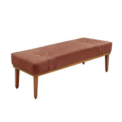 Divã Recamier Banco Base Madeira Para Quarto Gênova 90cm Veludo S04 - D'rossi Cor Cobre