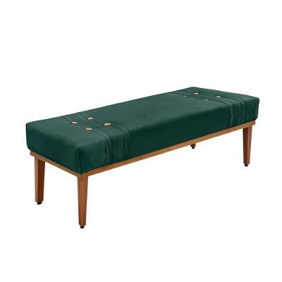 Divã Recamier Banco Base Madeira Para Quarto Gênova 90cm Veludo Verde S04 - D'rossi