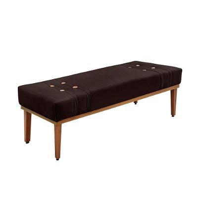 Divã Recamier Banco Base Madeira Para Quarto Gênova 90cm Suede Café S04 - D'rossi