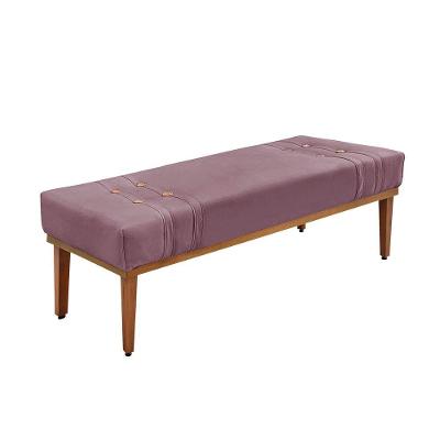Divã Recamier Banco Base Madeira Para Quarto Gênova 160cm Veludo S04 - D'rossi Cor Uva