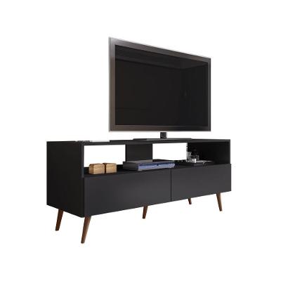 Rack Para Sala Bancada De Tv 55 Pol 136cm Pés Retrô Billy Preto M12 - D'rossi