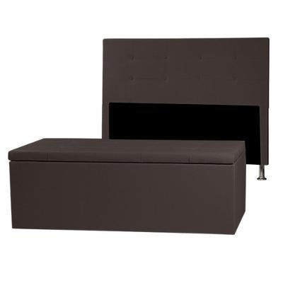 Kit Cabeceira E Calçadeira Baú Solteiro 0,90m Berlim Corano Marrom - Pallazio