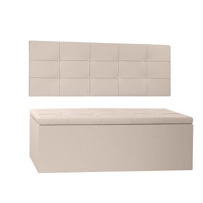 Kit Painel E Calçadeira Baú Casal 1,40m Roma Corano - Pallazio Cor Bege