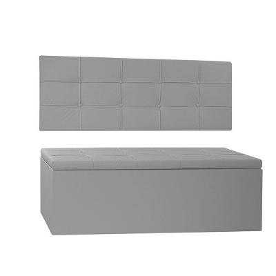 Kit Painel E Calçadeira Baú Solteiro 0,90m Roma Corano - Pallazio Cor Cinza