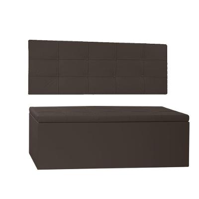 Kit Painel E Calçadeira Baú Solteiro 0,90m Roma Corano Marrom - Pallazio