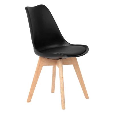 Cadeira Leda – Charles Eames, Saarinen Wood Com Almofada Preta
