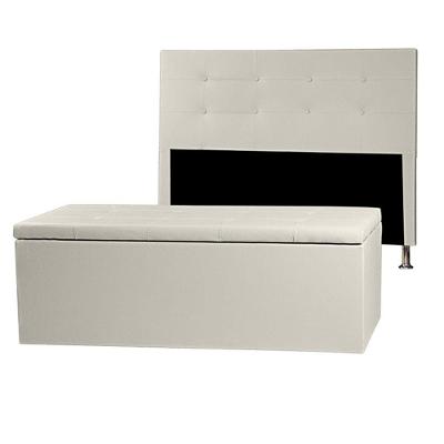 Kit Cabeceira E Calçadeira Baú Casal 1,40m Berlim Corano Bege - Pallazio