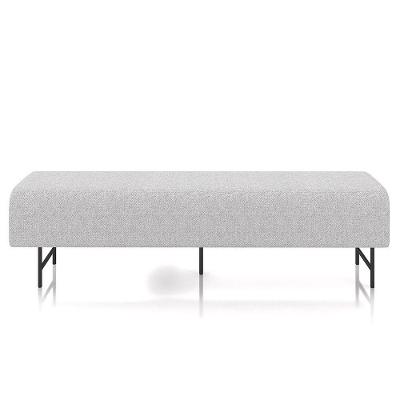 Puff Recamier Decorativo Pés Em Ferro 195cm Dublin P02 Linho Cinza Claro - Mpozenato