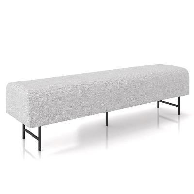 Puff Recamier Decorativo Pés Em Ferro 140cm Dublin P02 Linho Cinza Claro - Mpozenato