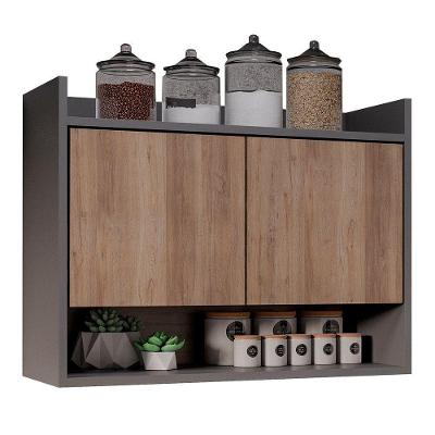 Armário De Cozinha Aéreo 71cm 2 Portas 1 Nicho Ceci M24 Grafite/freijó - Mpozenato