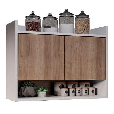 Armário De Cozinha Aéreo 71cm 2 Portas 1 Nicho Ceci M24 Branco/freijó - Mpozenato