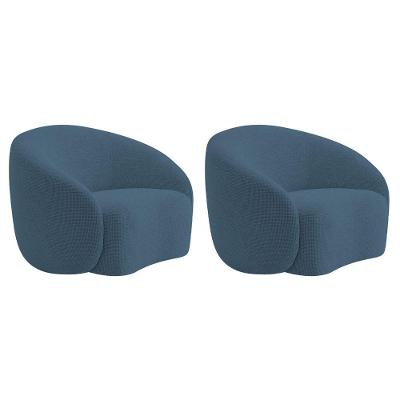Kit 02 Poltronas Orgânica Luxo Recepção Amore Linho Cor Azul Royal