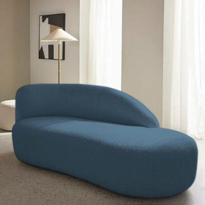 Divã Recamier Curvo Luna 140cm Lado Direito Linho - Amarena Móveis Cor Azul Royal