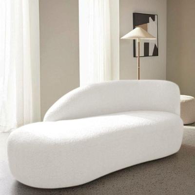 Divã Recamier Curvo Luna 185cm Lado Esquerdo Bouclé - Amarena Móveis Cor Branco