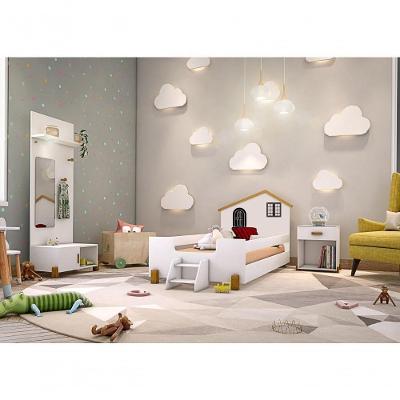 Cama Infantil Belíssima Branca E Preta Com 2 Luminárias Divaloto