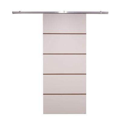 Porta De Correr Branco Prime Frisada Kit Alumínio F03 - 210x80