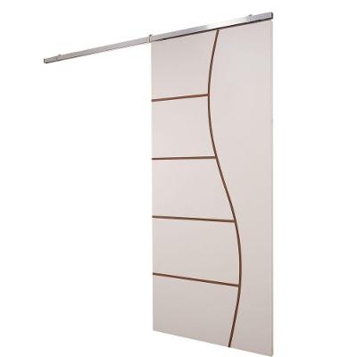 Porta De Correr Branco Prime Frisada Kit Alumínio F07 - 210x90