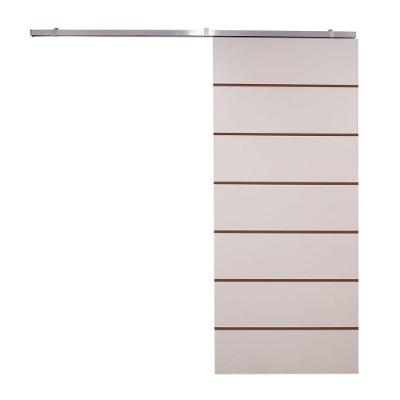 Porta De Correr Branco Prime Frisada Kit Alumínio F09 - 210x100