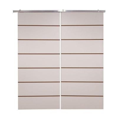 Porta Dupla Branco Prime Frisada Kit Alumínio F10 - 210x180