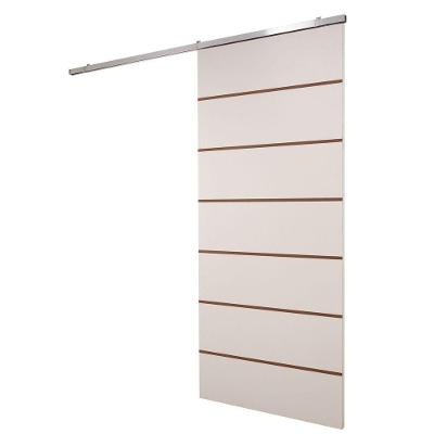 Porta De Correr Branco Prime Frisada Kit Alumínio F09 - 210x80