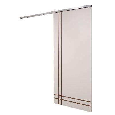 Porta De Correr Branco Prime Frisada Kit Alumínio F06 - 210x100