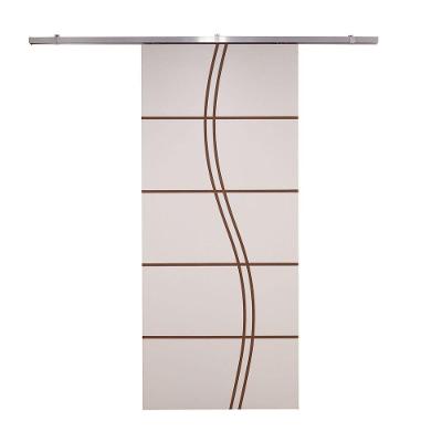 Porta De Correr Branco Prime Frisada Kit Alumínio Fs Duplo - 210x80