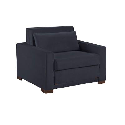 Sofá Cama Marcelle 2 Lugares 150 Casal Veludo Paris Pés De Madeira Talento Móveis Grafite Com Castanho