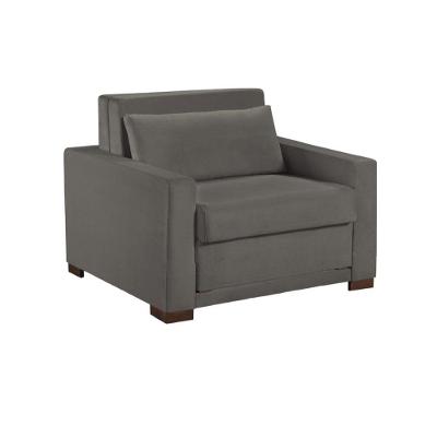 Sofá Cama Marcelle 2 Lugares 150 Casal Veludo Paris Pés De Madeira Talento Móveis Grafite Com Castanho