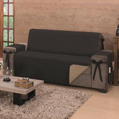 Protetor De Sofá Dupla Face Premium 2 E 3 Lugares King - Preto/cáqui