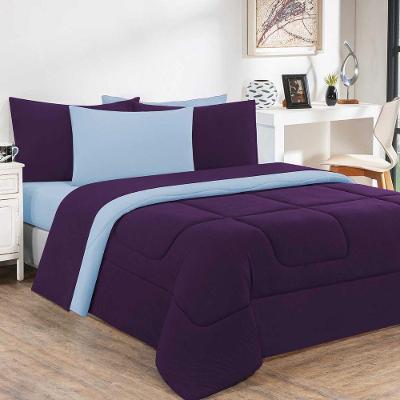 Edredom Malha 100% Algodão Gran Moratta 1 Peça Casal - Roxo -azul Bebê.