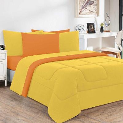 Kit Edredom Malha 100% Algodão Gran Moratta 3 Peças Queen - Amarelo-laranja.