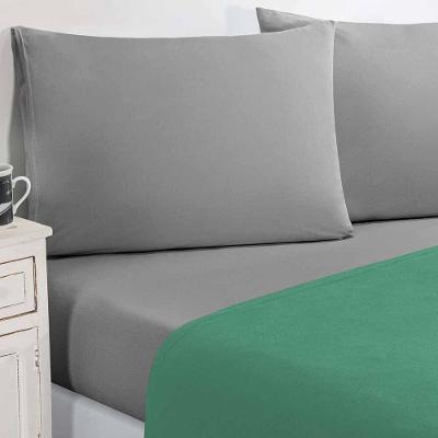 Jogo De Cama Malha Lençol 100% Algodão Gran Moratta 3 Peças Solteiro - Verde Jade/cinza.