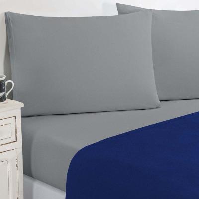 Jogo De Cama Malha Lençol 100% Algodão Gran Moratta 3 Peças Solteiro - Azul Royal/cinza.
