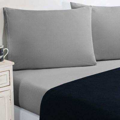 Jogo De Cama Malha Lençol 100% Algodão Gran Moratta 3 Peças Solteiro - Azul Marinho/cinza.