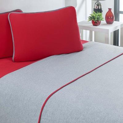 Jogo De Cama Malha Lençol 100% Algodão Urbano 3 Peças Solteiro - Vermelho/mescla.