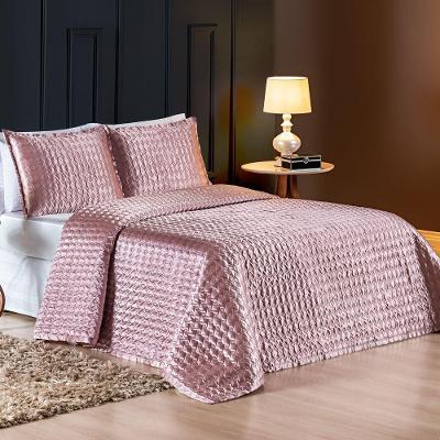 Cobre Leito Cetim Charmousse Casal Shine 03 Peças - Rose