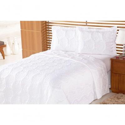 Cobre Leito Pratic Rosas Queen 3 Pecas - Branco.