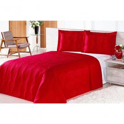 Cobre Leito Pratic Rosas Queen 3 Pecas - Vermelho.