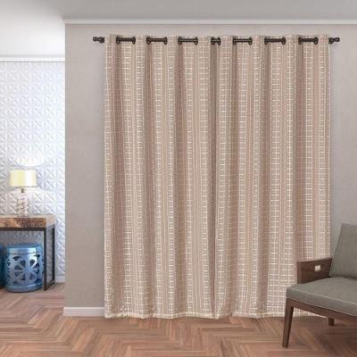 Cortina Blackout Pvc Com Tecido Voil Xadrez 2,80 M X 2,30 M - Avelã.